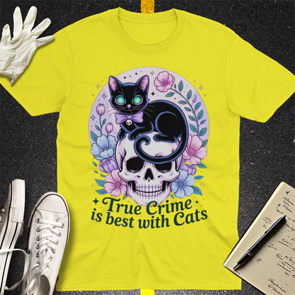 True Crime & Cats T-Shirt - Cornsilk