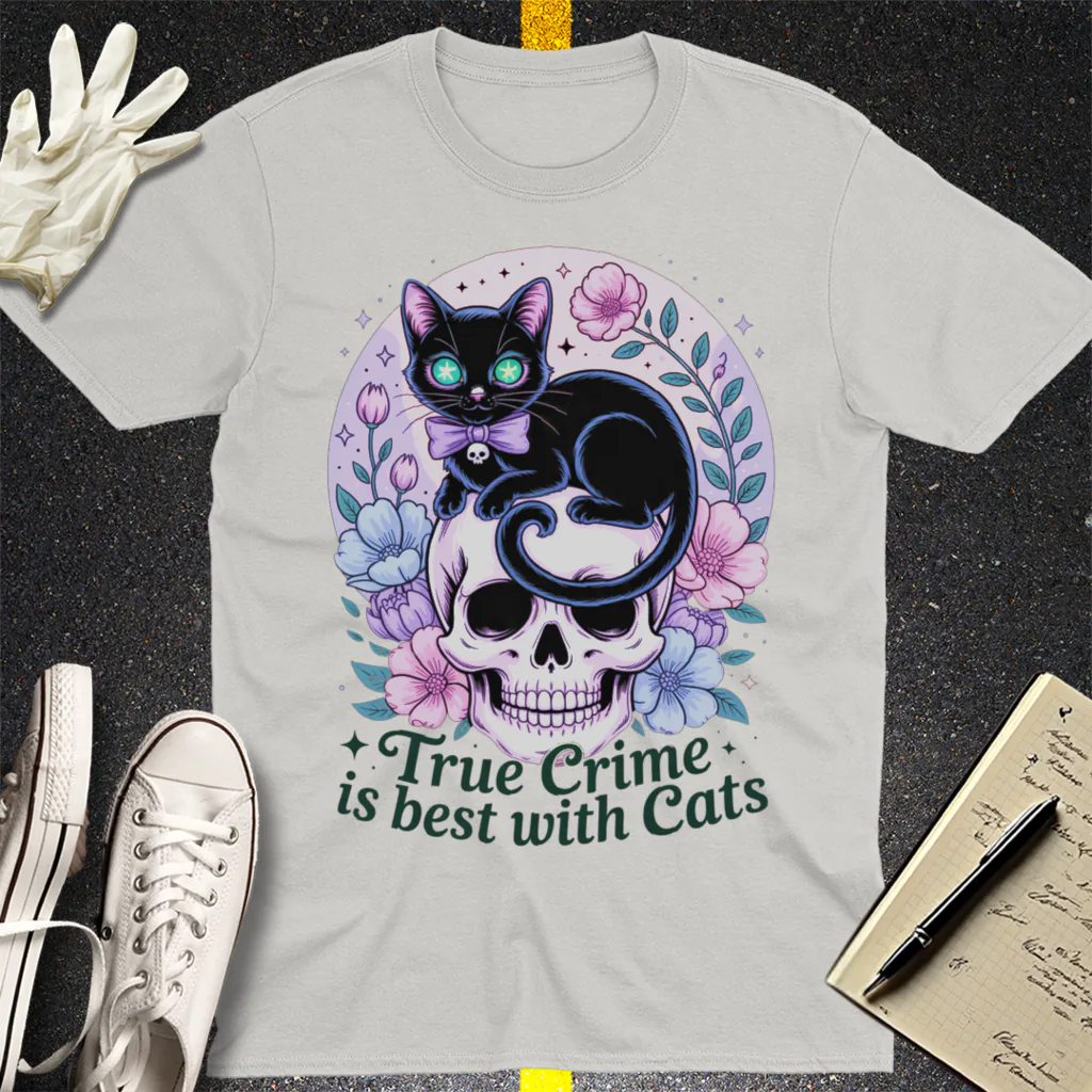 True Crime & Cats T-Shirt - Ice Grey