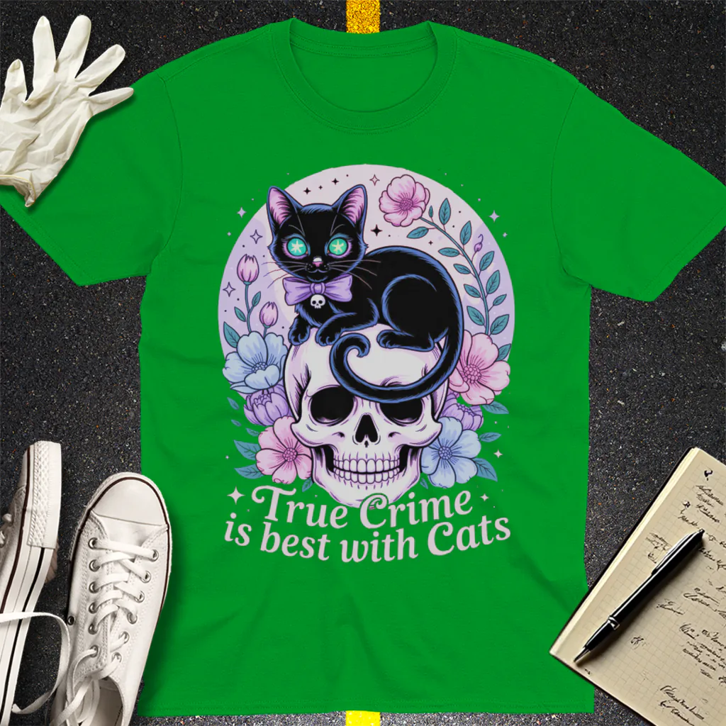 True Crime & Cats T-Shirt - Irish Green