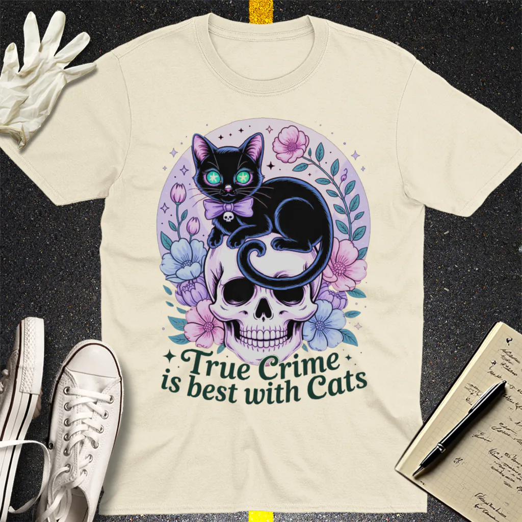 True Crime & Cats T-Shirt - Natural