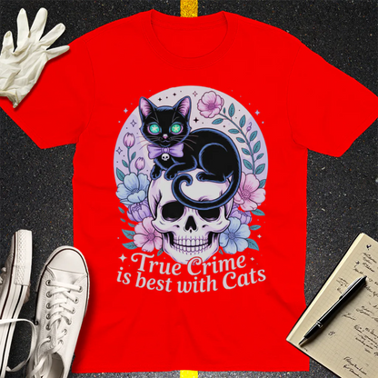 True Crime & Cats T-Shirt - Red
