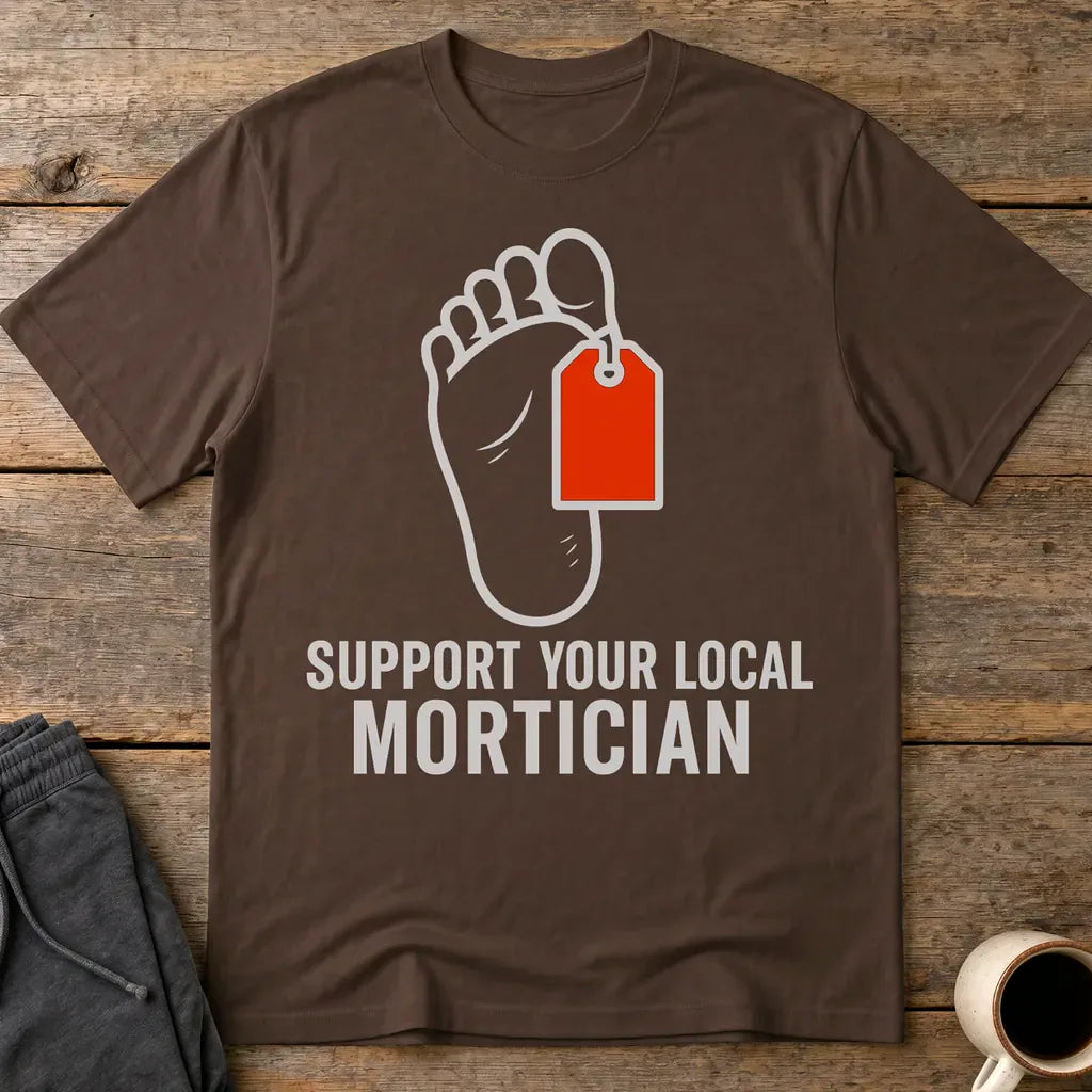 Support Your Local Mortician T-Shirt - Dark Chocolate