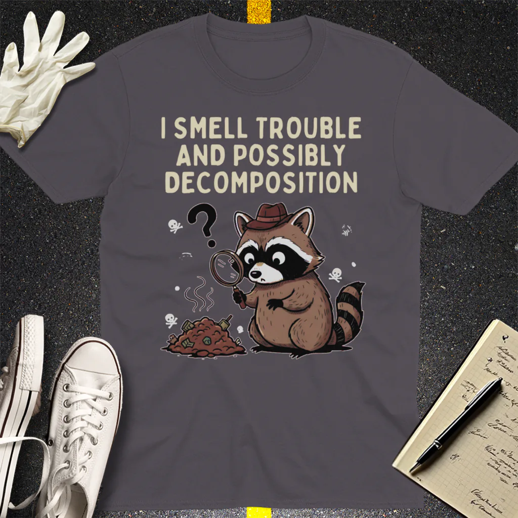 Detective Raccoon T-Shirt - Charcoal