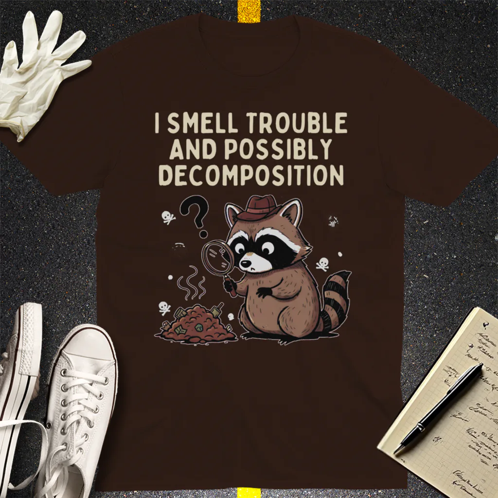 Detective Raccoon T-Shirt - Dark Chocolate