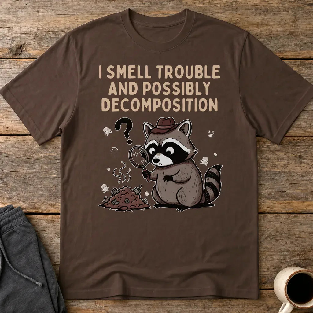 Detective Raccoon T-Shirt - Dark Chocolate