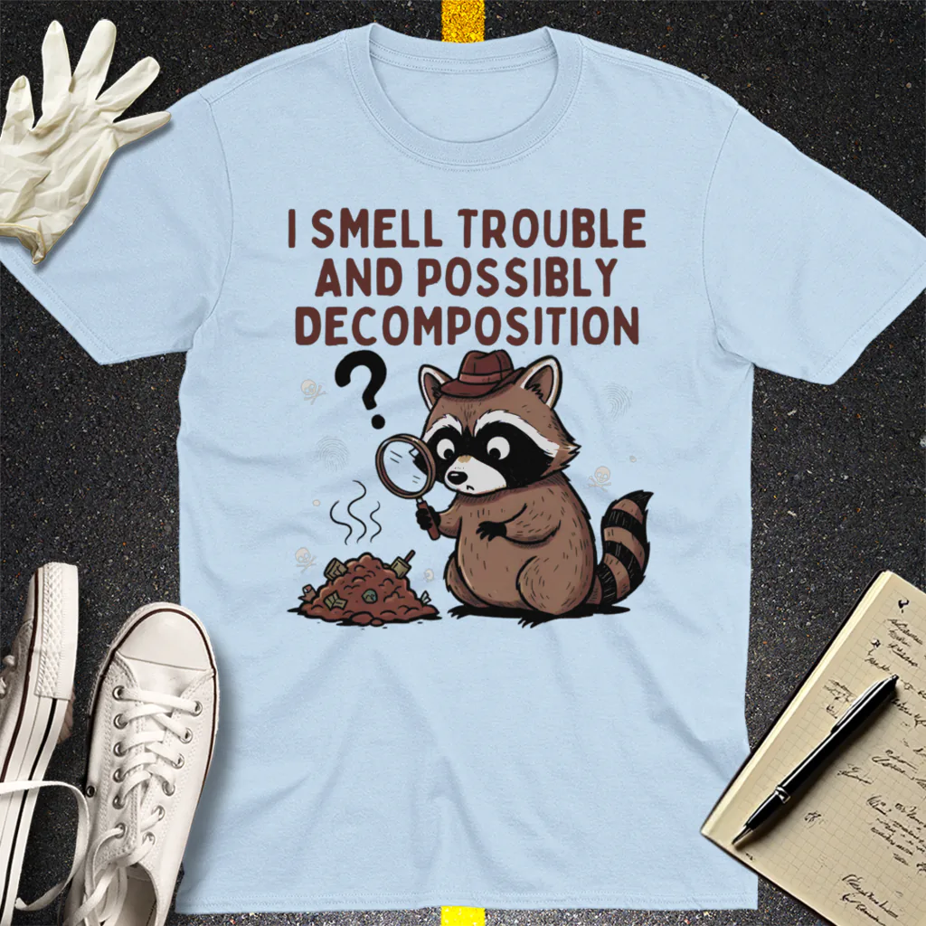 Detective Raccoon T-Shirt - Light Blue