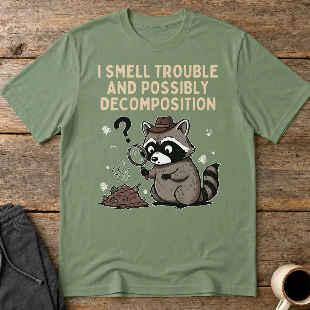 Detective Raccoon T-Shirt - Military Green
