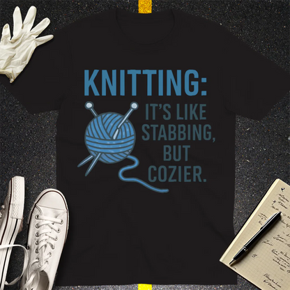Stabby but Cozy Knitting T-Shirt - Black