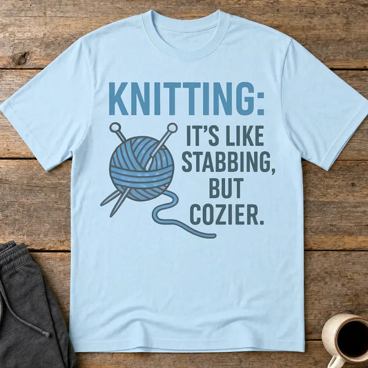 Stabby but Cozy Knitting T-Shirt - Light Blue