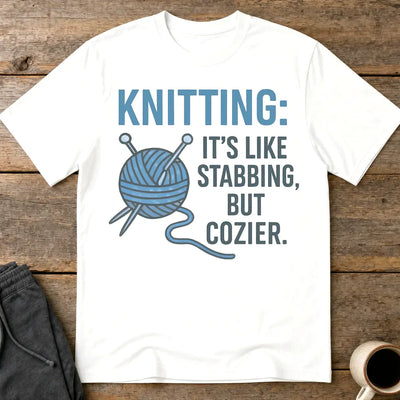 Stabby but Cozy Knitting T-Shirt - White