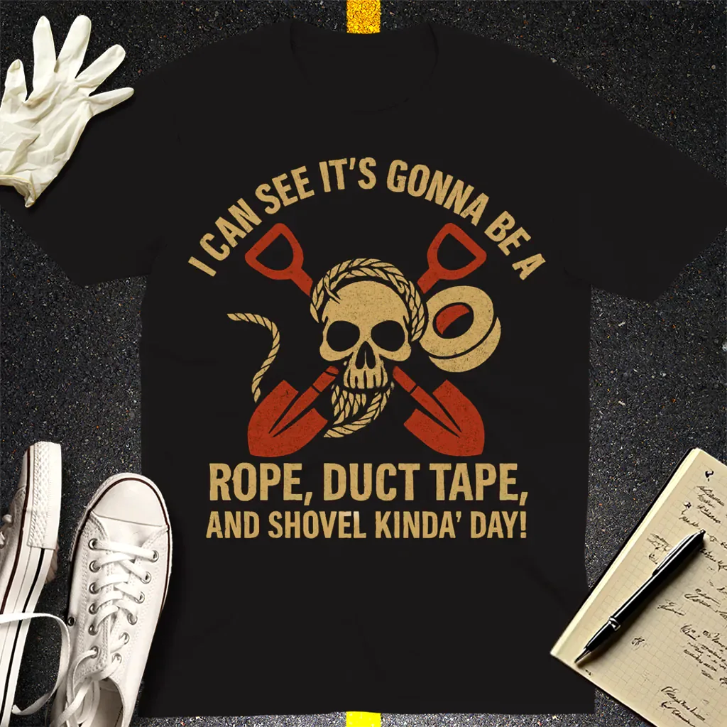Rope, Duct Tape, and Shovel T-Shirt - Black