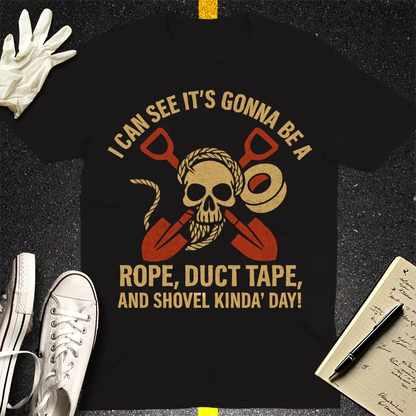 Rope, Duct Tape, and Shovel T-Shirt - Black