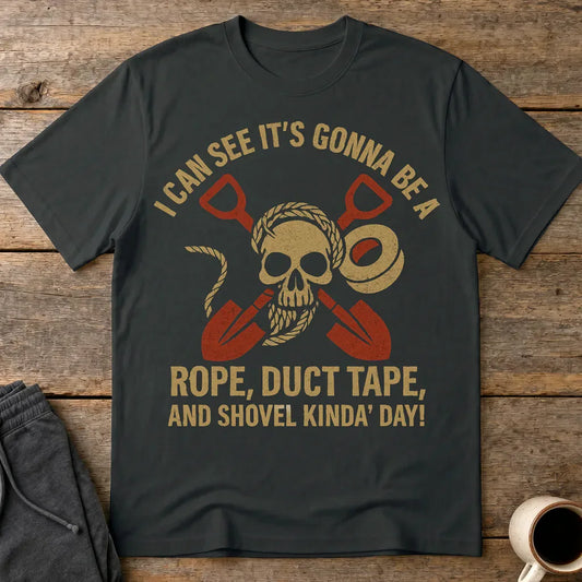 Rope, Duct Tape, and Shovel T-Shirt - Black