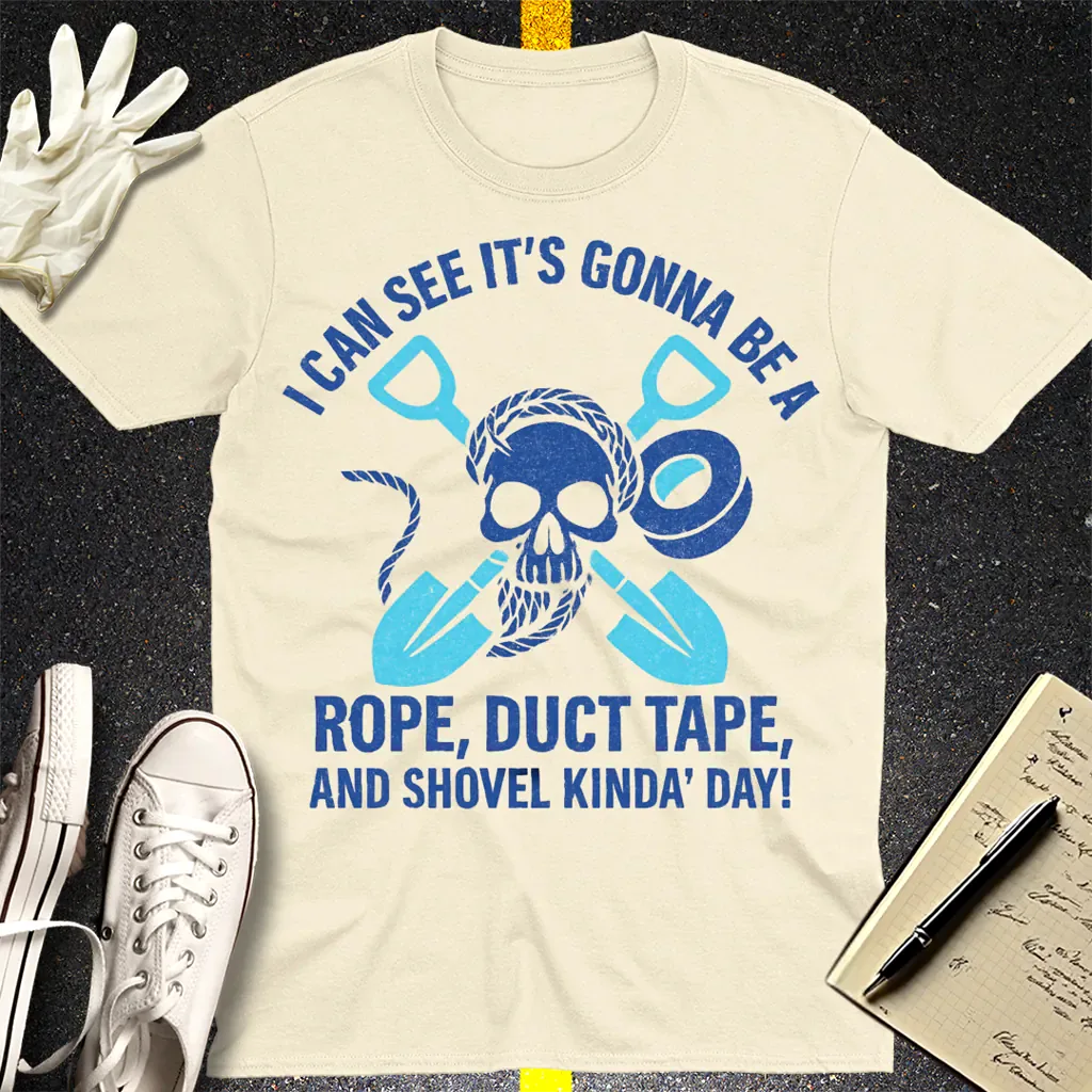 Rope, Duct Tape, and Shovel T-Shirt - Natural