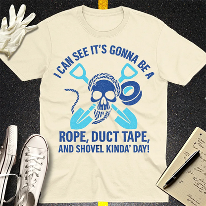 Rope, Duct Tape, and Shovel T-Shirt - Natural