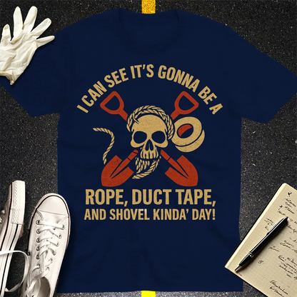 Rope, Duct Tape, and Shovel T-Shirt - Navy