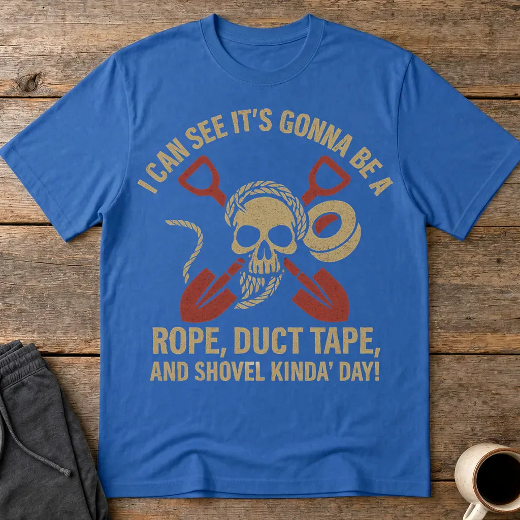 Rope, Duct Tape, and Shovel T-Shirt - Royal