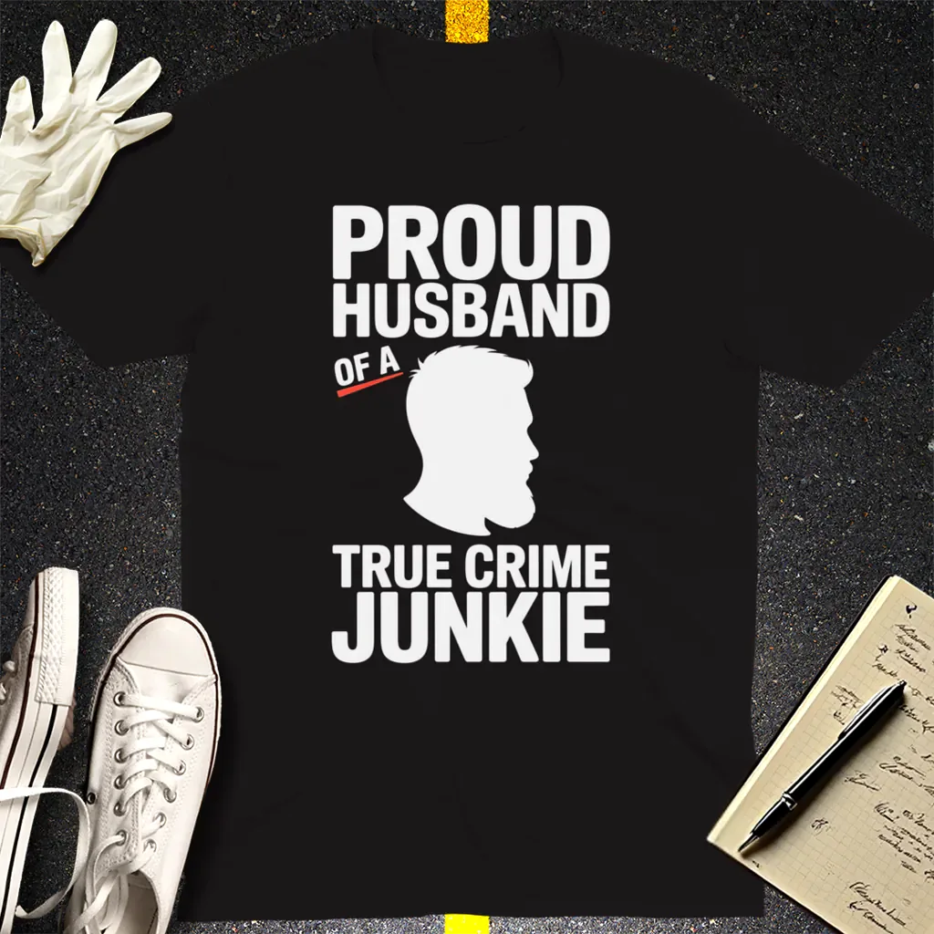 Proud Husband True Crime Junkie T-Shirt - Black