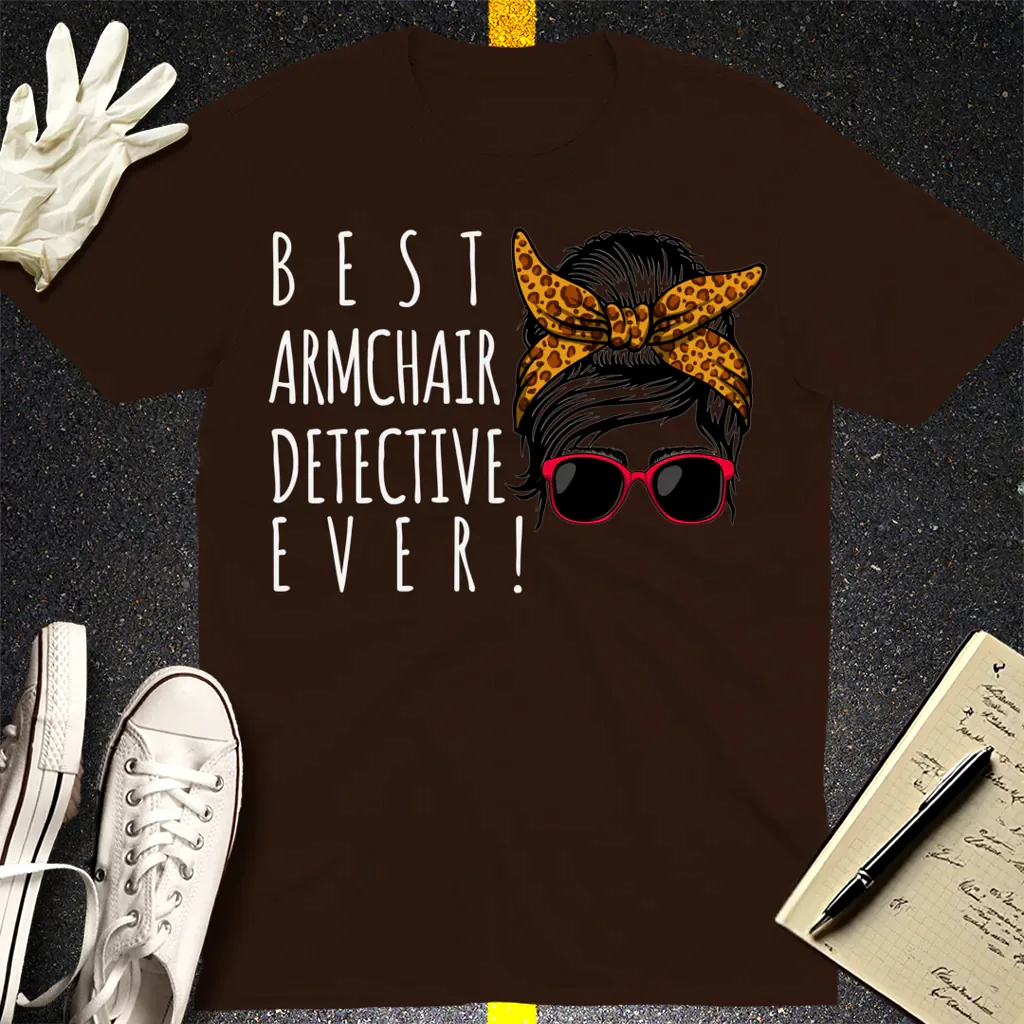 Messy Bun Detective T-Shirt - Dark Chocolate