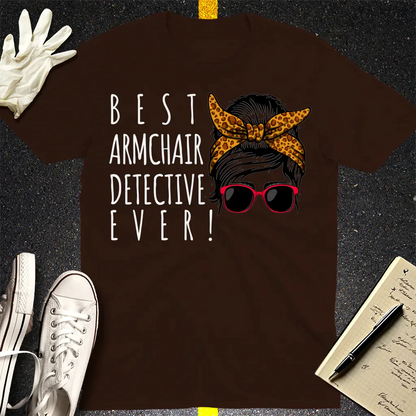 Messy Bun Detective T-Shirt - Dark Chocolate