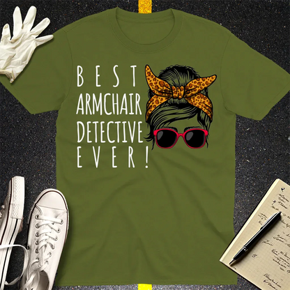Messy Bun Detective T-Shirt - Military Green