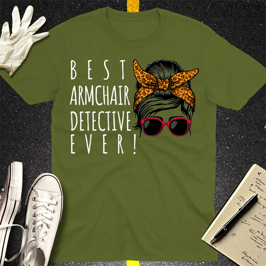 Messy Bun Detective T-Shirt - Military Green