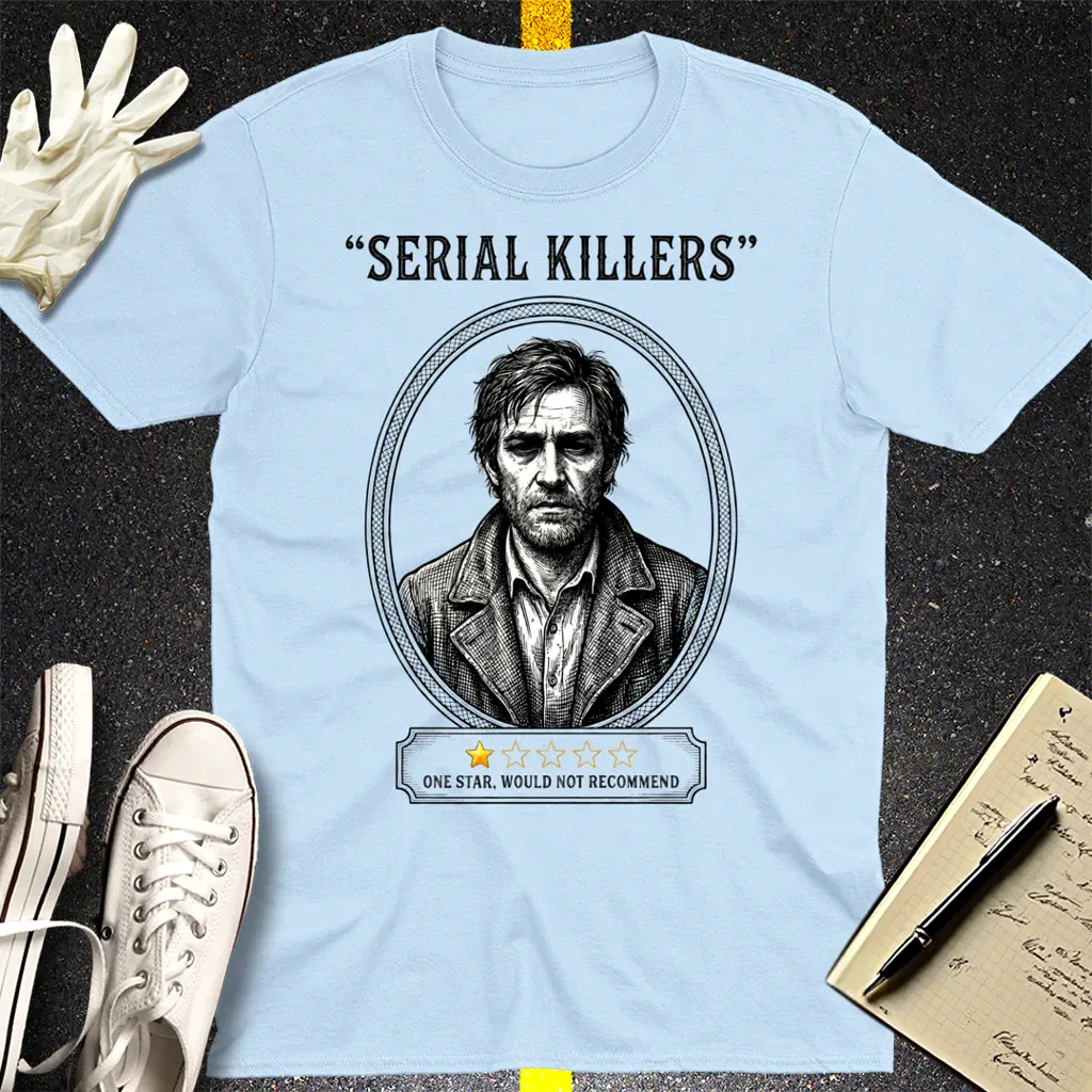 One Star Serial Killer T-Shirt - Light Blue