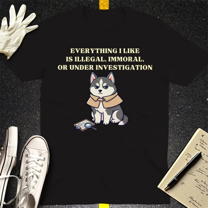 Illegal Husky Detective T-Shirt - Black