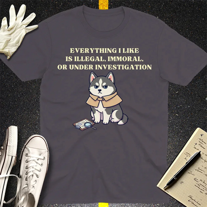 Illegal Husky Detective T-Shirt - Charcoal