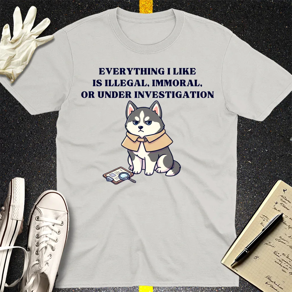 Illegal Husky Detective T-Shirt - Ice Grey