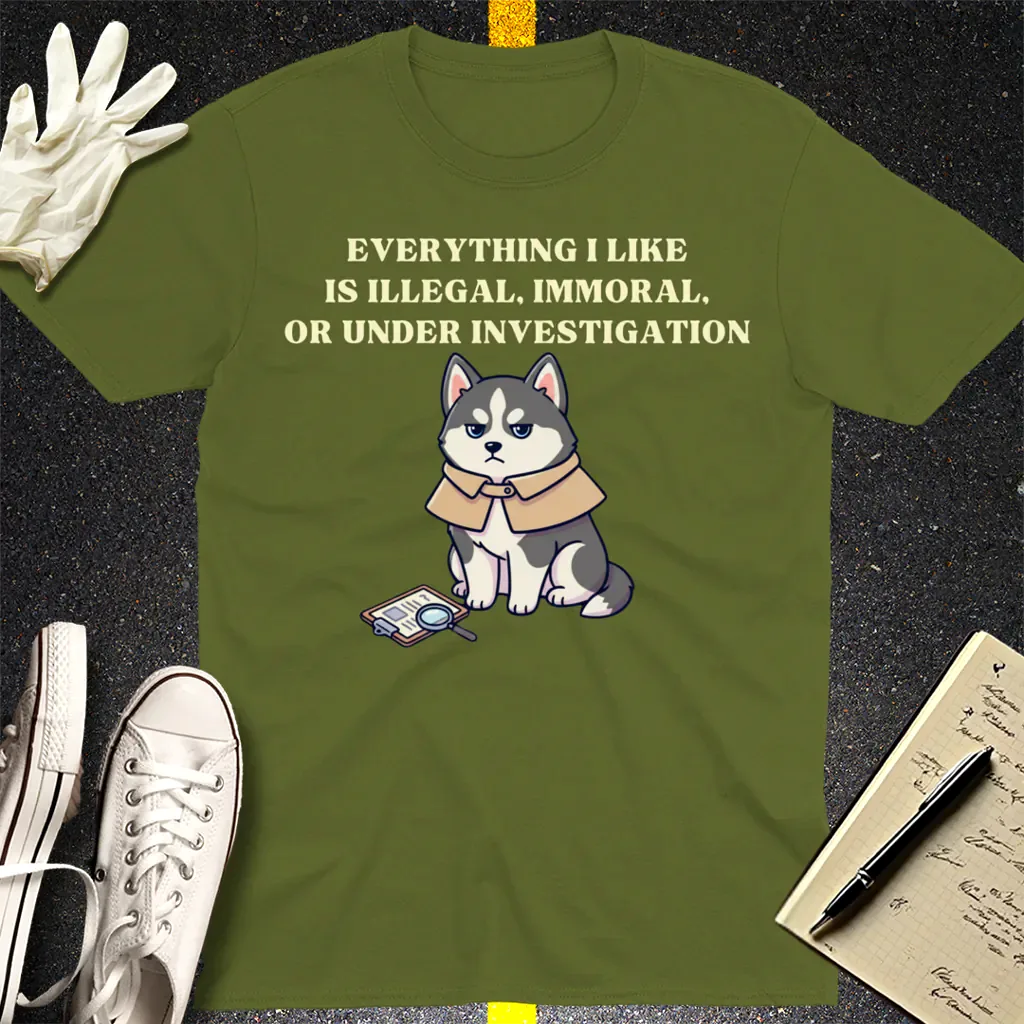 Illegal Husky Detective T-Shirt - Military Green