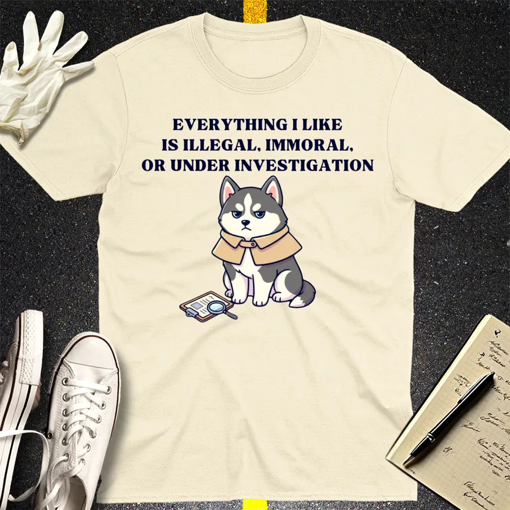 Illegal Husky Detective T-Shirt - Natural
