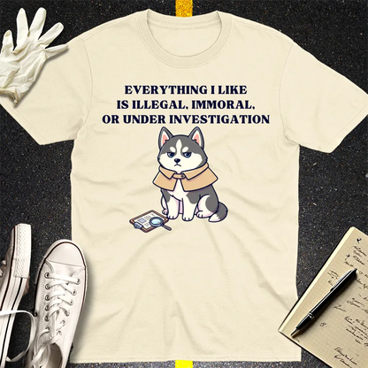 Illegal Husky Detective T-Shirt - Natural