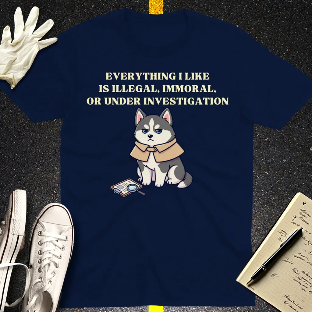 Illegal Husky Detective T-Shirt - Navy