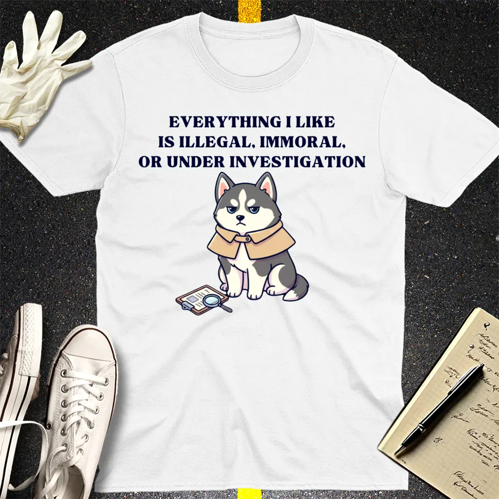 Illegal Husky Detective T-Shirt - White