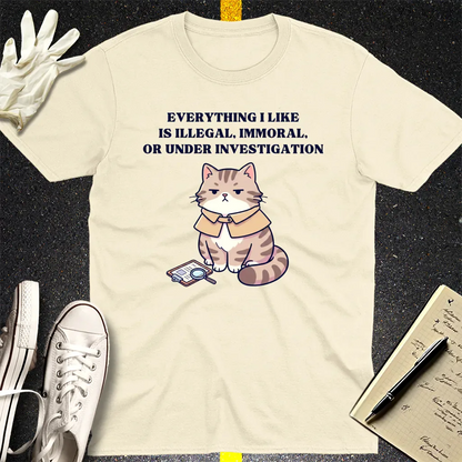 Illegal Cat Detective T-Shirt - Natural