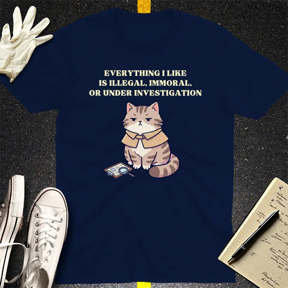 Illegal Cat Detective T-Shirt - Navy