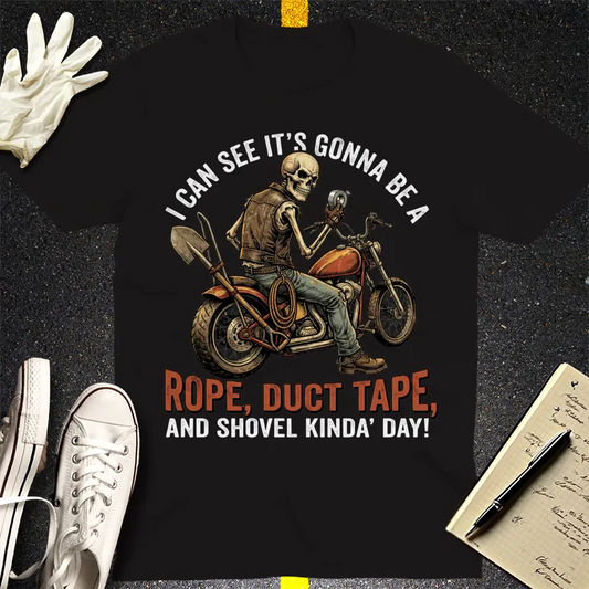 Biker Rope, Duct Tape & Shovel T-Shirt - Black