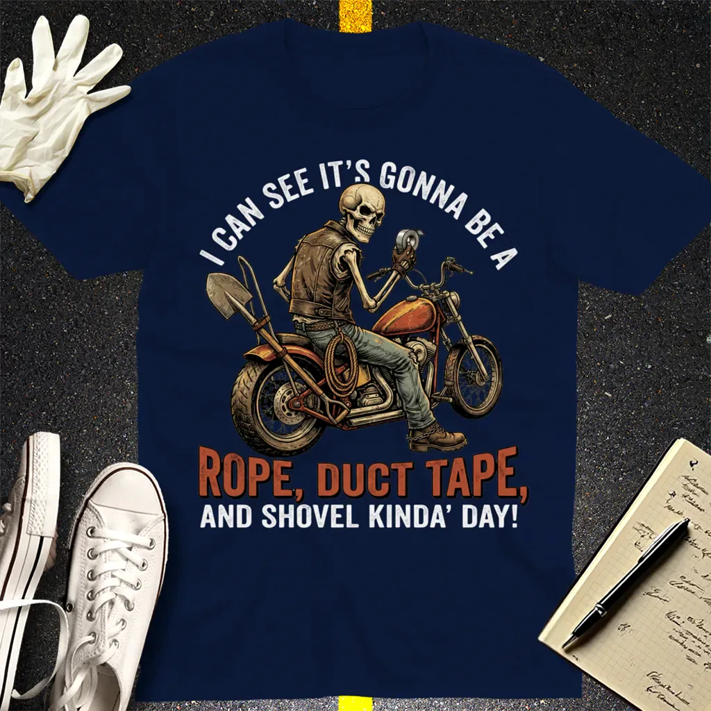 Biker Rope, Duct Tape & Shovel T-Shirt - Navy