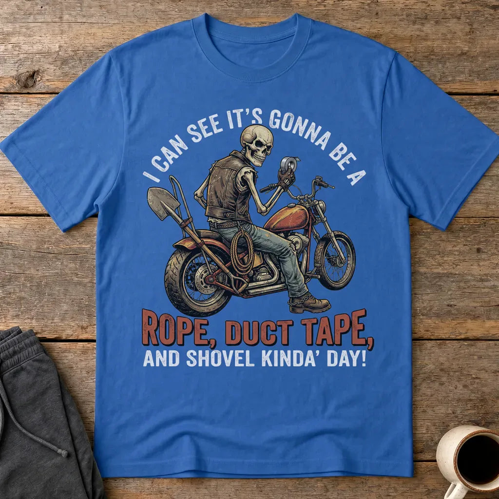 Biker Rope, Duct Tape & Shovel T-Shirt - Royal