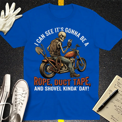 Biker Rope, Duct Tape & Shovel T-Shirt - Royal