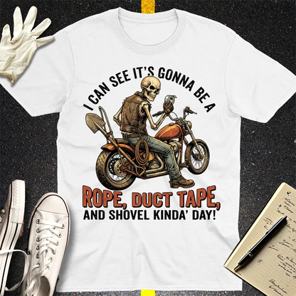 Biker Rope, Duct Tape & Shovel T-Shirt - White