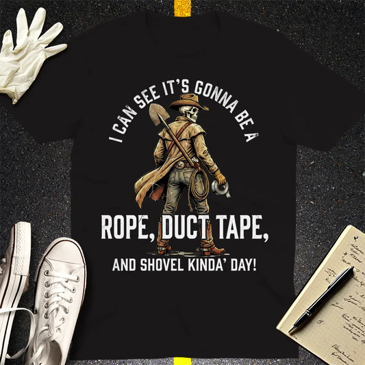 Rope, Duct Tape, and Shovel T-Shirt - Black