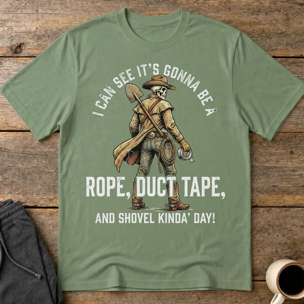 Rope, Duct Tape, and Shovel T-Shirt - Military Green