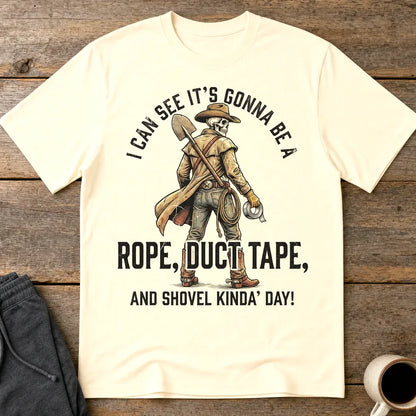 Rope, Duct Tape, and Shovel T-Shirt - Natural