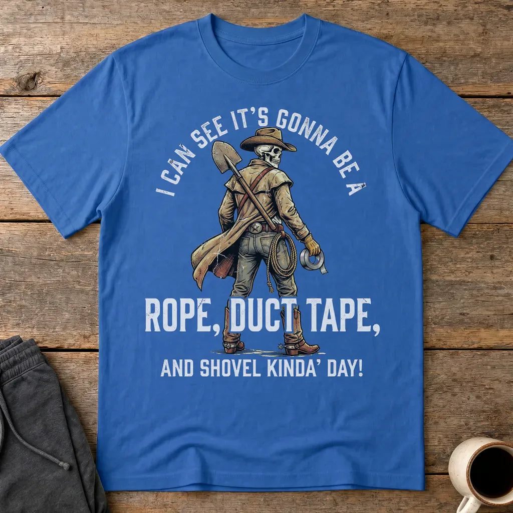 Rope, Duct Tape, and Shovel T-Shirt - Royal