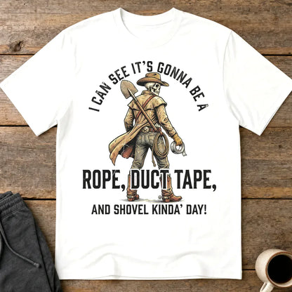 Rope, Duct Tape, and Shovel T-Shirt - White