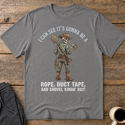 Rope, Duct Tape & Shovel T-Shirt - Charcoal