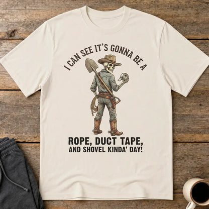 Rope, Duct Tape & Shovel T-Shirt - Ice Grey