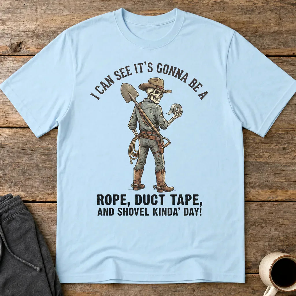 Rope, Duct Tape & Shovel T-Shirt - Light Blue
